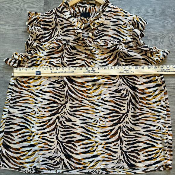 Who What Wear Animal Print Ruffle Blouse Womens 2X Flowy Business Casual Career - Picture 6 of 8